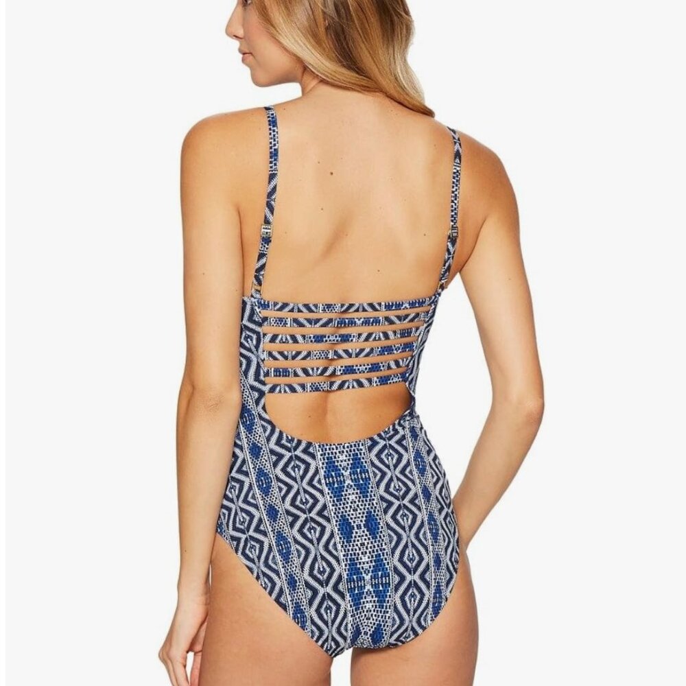 La Blanca Women's Blue Standard Keyhole Front Classic One Piece Swimsuit Size 10 - Picture 2 of 9
